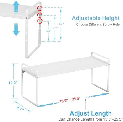 15.5 to 25.5 Inch Kitchen Cabinet Shelf Organizers，Kitchen Shelf Organizer