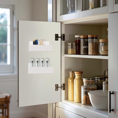 6 Inch Acrylic Spice Rack Wall Mount, White, 2 Pack