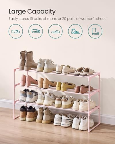 SONGMICS Shoe Rack, 3-Tier Shoe Organizer, Metal Storage Shelf