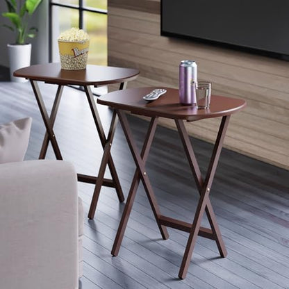 Winsome Corbett Set of 2 Oversized Foldable Snack Tables, Easy to Store Portable Fold Up Table Set for Kitchen, Living Room TV Dining, Crafts, Puzzles, Work from Home