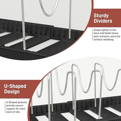Expandable Pan Organizers Inside Cabinet with 12 Dividers Black