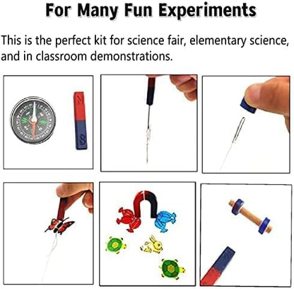 Magnets for Kids Classroom Students Education Science Experiment Kid Magnets Kit Set Including Bar/Ring/Horseshoe Magnets/Compass/Iron Filings
