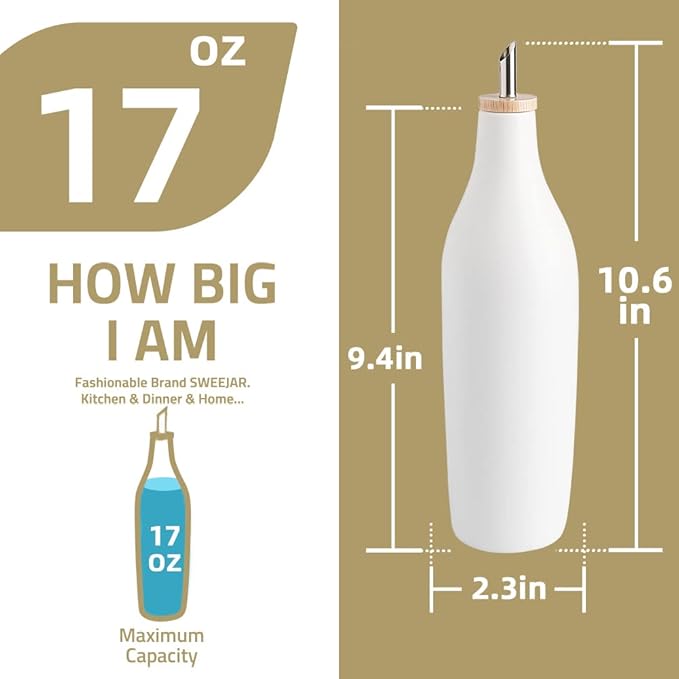 Sweejar Matte Ceramic Olive Oil Dispenser Bottle