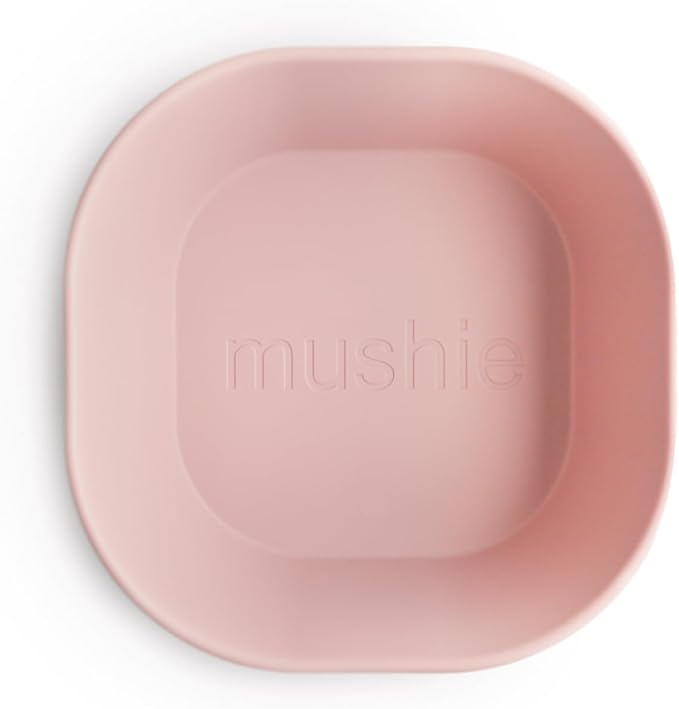 mushie Square Dinnerware Bowls for Kids | Made in Denmark, Set of 2 (Blush)
