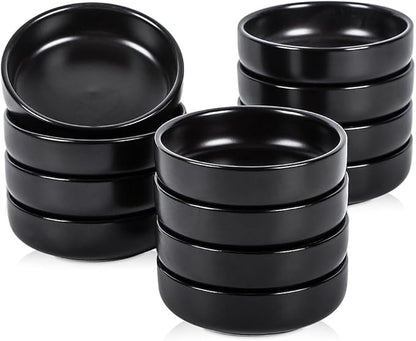 Selamica 3.3 Inch Soy Sauce Dish Ceramic Dipping Bowls Side Dishes Small Appetizer Pinch Bowls for Condiments, Sushi, Ketchup, BBQ-Set of 12(Matte Black)