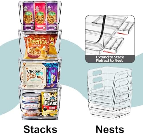 Sorbus Clear Pantry Organizer with Stackable Storage Bins, Open Front