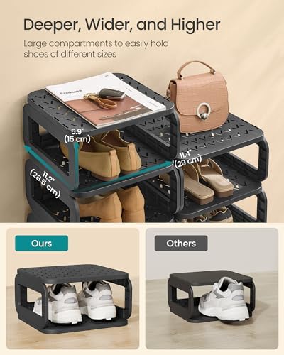 SONGMICS Shoe Rack, 12 Tiers, Narrow Open Shelf, Space-Saving