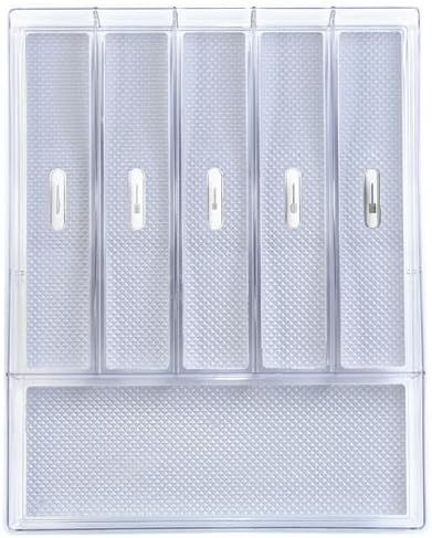 Glad Silverware & Utensil Drawer Organizer - Divided Clear Plastic Storage Tray with 6 Compartments for Kitchen Flatware and Cutlery - BPA Free, Food Safe, Non Slip, 12x15 inches