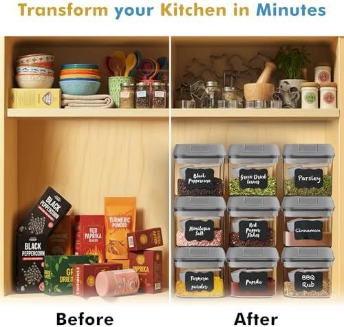 Shazo 9PC (0.5L, 2.1 Cup, 17oz) Airtight Food Storage Containers + 6 Spoons
