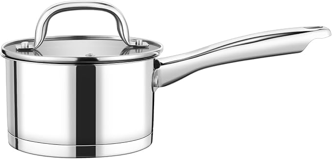 P&P CHEF 1 Quart Saucepan with Lid Set, Stainless Steel Small Cooking Pot
