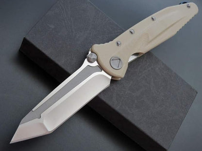 Eafengrow EF55 Pocket Knife Folding Knife G10 Handle D2 Steel Blade Folder EDC Tool Knifes for Working Camping with Clip(Desert)