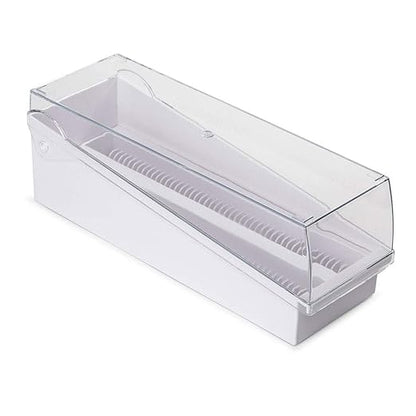 Globe Scientific 513250W ABS Slide Storage Box with Hinged Lid and Removable Draining Tray, 100-Place for up to 200 Slides, White, 240mm Length, 85mm Width, 95mm Height