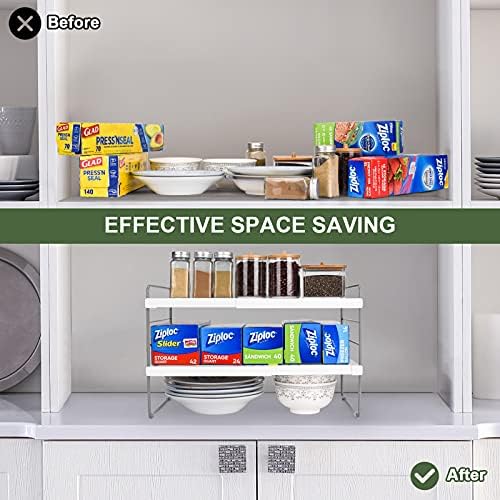 2 Pack Expandable Kitchen Wrap Organizer Rack, Height & Width Adjustable Aluminum Foil and Plastic Wrap Organizer for Pantry, Cabinet Food Wrap Organization and Storage - (3 Tier 9.8 to 15.6"L)