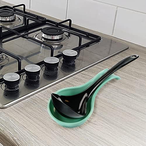 Reston Lloyd Kitchen Counter Utensil Spoon Rest, Ladles, Spaghetti Forks, & Spatulas, Durable BPA-Free Plastic – Dishwasher Safe, Décor, Space Saving Hanging Hole on Handle, Seafoam