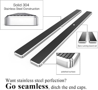 APS Running Boards 6 inches Compatible with Ford Ranger Mazda B-Series 1999-2011 Super Cab 4-Door 304 Stainless Steel (Nerf Bars Side Steps Side Bars)
