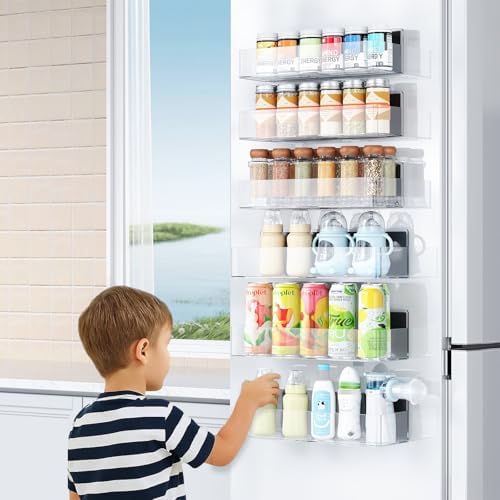 Mystozer Magnetic Spice Rack for Refrigerator Clear, 6 Pack