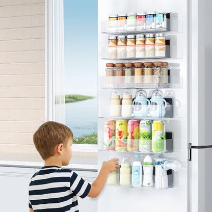 Mystozer Magnetic Spice Rack for Refrigerator Clear, 6 Pack