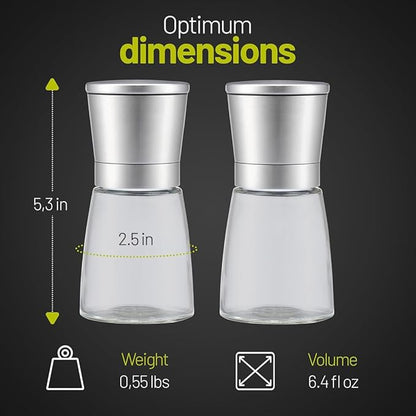 ZOLMER® Premium Stainless Steel Salt and Pepper Grinder Set | Adjustable