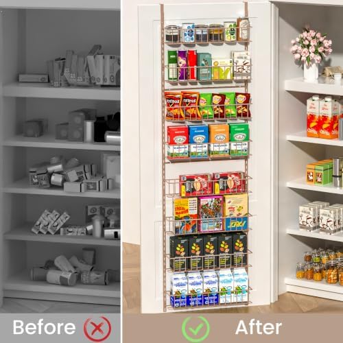 ElegantArray 8-Tier Pantry Door Organizer, Brown