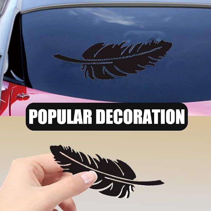 Ouliget Car Stickers Feathers Cover Scratches,Scratch Repair Decoration Vinyl Decals,Car Decoration Mirror Sticker Laptop Wall Decal,Black