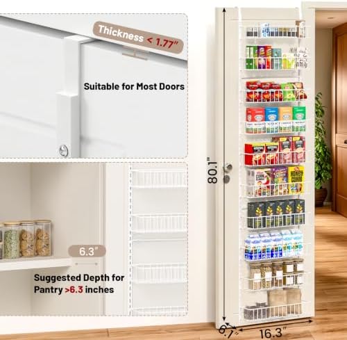 ElegantArray 10-Tier Pantry Door Organizer, White