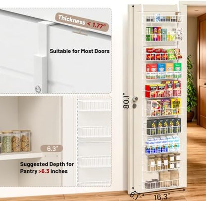 ElegantArray 10-Tier Pantry Door Organizer, White