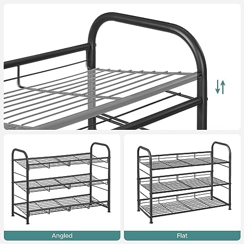 SONGMICS 3-Tier Stackable Metal Shoe Rack, Holds Up to 12 Pairs of Shoes
