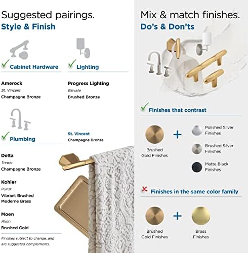 Amerock BH36044CZ | Champagne Bronze Towel Bar | 24 inch (610 mm) Center-to-Center Towel Rack | St. Vincent | Bathroom Towel Holder | Bathroom Hardware | Bath Accessories