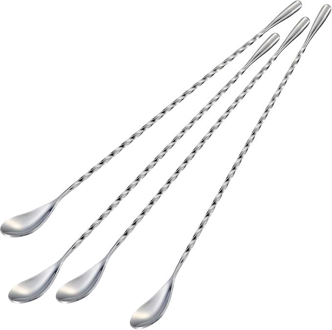 Briout 4 Pieces Bar Spoon, 12 Inches Long Handle Drink Stirrer