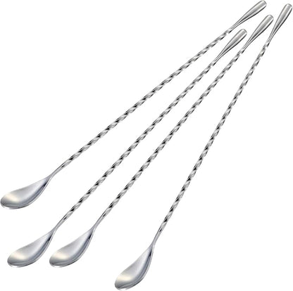 Briout 4 Pieces Bar Spoon, 12 Inches Long Handle Drink Stirrer