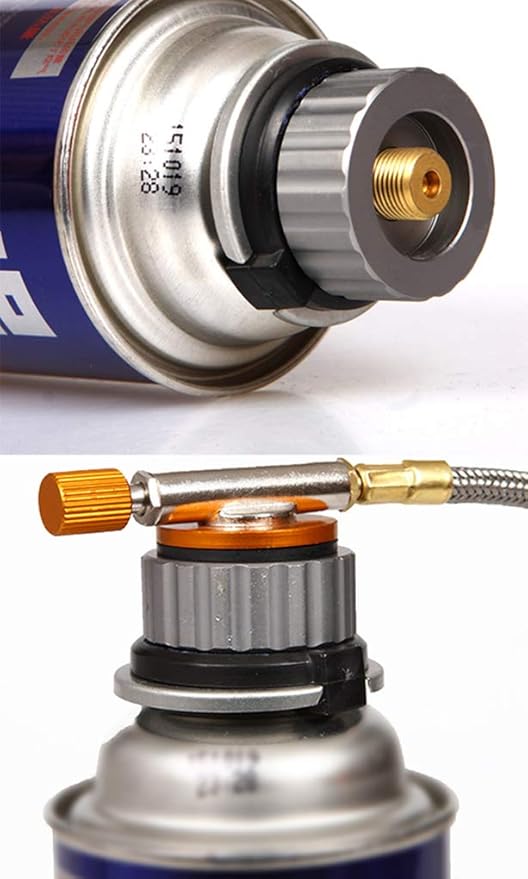 Windproof Portable Backpacking Stove Burner with Piezo Ignition,Stove Adapter,Plastic Storage Box,Strong Firepower,Lightweight,Propane Butane Stove for Indoor Outdoor Camping Hiking and Picnic