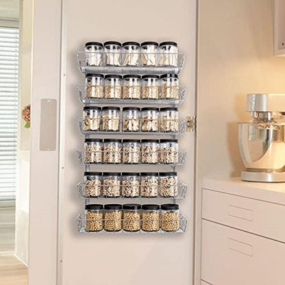 SWOMMOLY Wall Mount Spice Rack Organizer, 6-Tier Adjustable Dual-Use Shelf