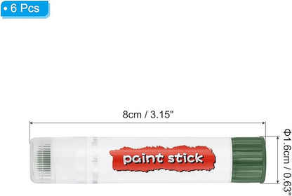 PATIKIL Tempera Paint Sticks, 6 Pcs Solid Tempera Paints Sticks Washable Bulk Markers Pen Quick Drying for Artists Beginners Art Supplies, Olive Green