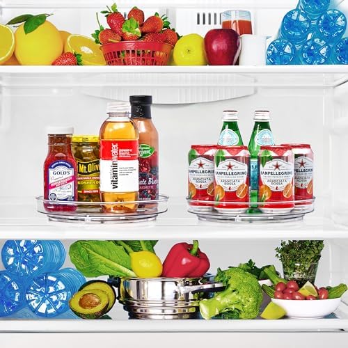 Sorbus Lazy Susan Organizer, Clear Turntable Organizer (Flat 4 Pack)