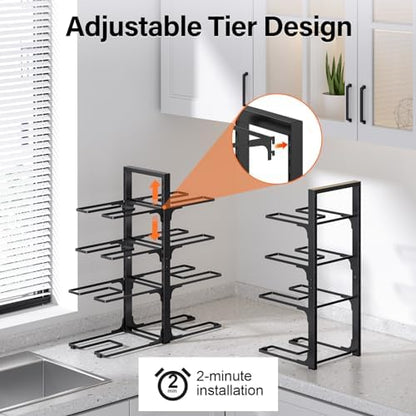 MUDEELA 8-Tier Heavy-duty pan organizers inside cabinet, 20.8" H Black