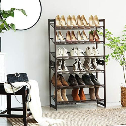 SONGMICS Metal Shoe Rack, 6-Tier Shoe Orgainzer, Holds 18-24 Pairs