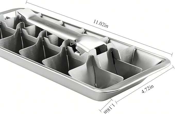 Stainless Steel Ice Cube Trays, 18-Slot Detachable & Easy-Release Freezer Tray