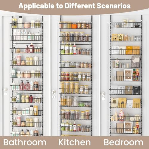 ElegantArray 10-Tier Pantry Door Organizer, Deep Gray