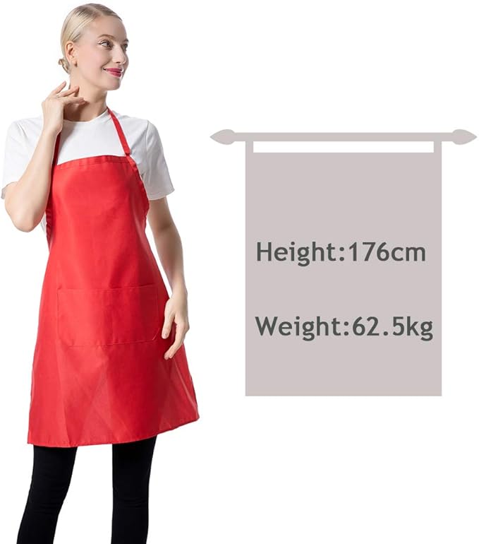 Total 12 PCS Plain Red Bib Apron