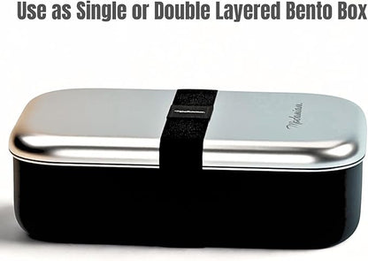 Stackable Stainless Steel Bento Box Adult |leak proof| Stainless Steel Lunch Box container| Metal Bento box|Lunch Container Food storage |large compartment| bentobox| Non toxic|Black