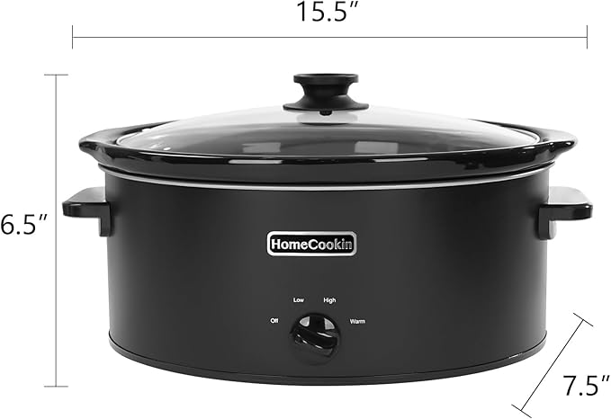 HOMECOOKIN 6 Quart Slow Cooker Oval Manual Pot Food Warmer