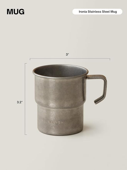 WENSHUO Outdoor Mug,Small Camping Cup,Vintage Stainless Steel,10.14 fl oz (300 ml)