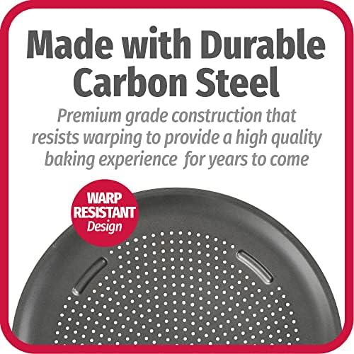 GoodCook AirPerfect Nonstick 16” Pizza Pan - Set of 2 - Pizza Trays for Oven, Perforated Round Pizza Pan, Carbon Steel Baking Pan, Homemade, Frozen & Leftover Slices