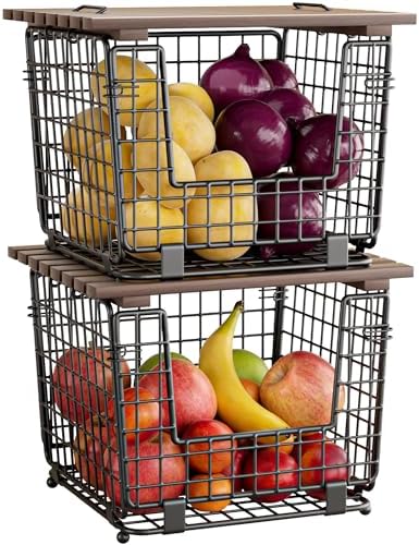 2 Pack Stackable Potato Onion Bins, Pantry Organizers and Storage