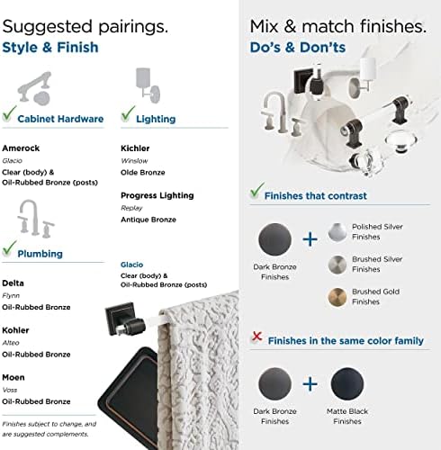 Amerock Glacio 8" Clear/Oil-Rubbed Bronze Towel Bar