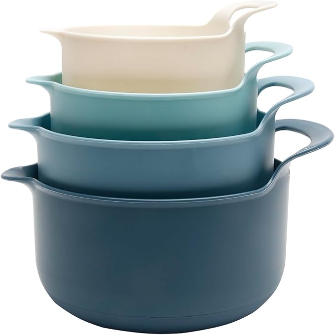 COOK WITH COLOR Nesting Plastic Mixing Bowl Set with Pour Spouts and Handles