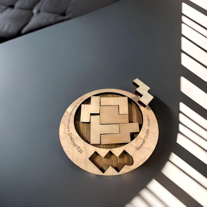 Difficult Puzzle for Adults - The Cracked Egg - 7 Piece Wood Brain Teaser Made in The USA from Creative Crafthouse