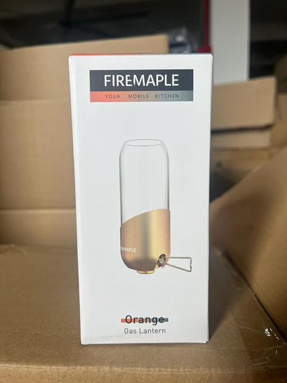 Fire-Maple Orange Camping Lantern Glass, Steel & Aluminum | Propane or Isobutane Fuel Canister Beautiful Lights | NO Mantles Needed | Propane Lanterns for Camping, Emergency Essential