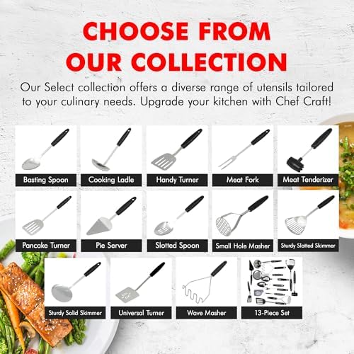 Chef Craft Select Turner/Spatula, 10.5 inch, Stainless Steel