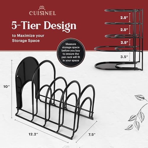 Cuisinel Silicone-Coated Pan Organizer, 12" Cast Iron Skillet Rack, 2 Pack